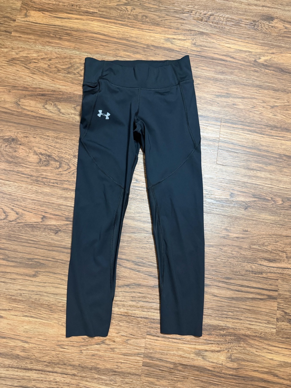 Under Armour kids Black Performance Leggings with Reflective Logo